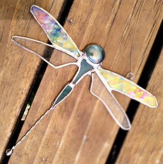 stained glass dragonflies
