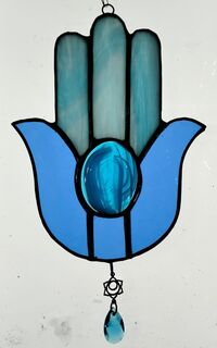 stained glass hamsa