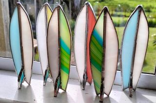 stained glass sea shells wave