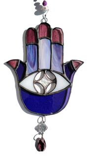 Purple hamsa with purple crystal