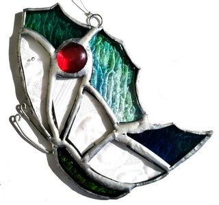 Butterfly clear green with red dot