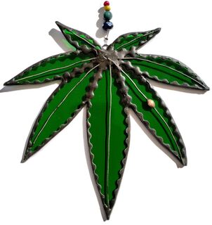 Green hemp leaf