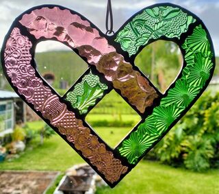 Antique glass celtic heart