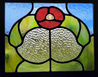 Red poppy leaded window